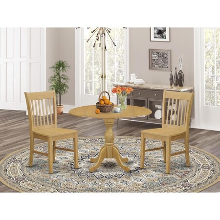 East West Furniture 3 Piece Dublin Kitchen Dining Table Set - Oak DMNF3-OAK-W